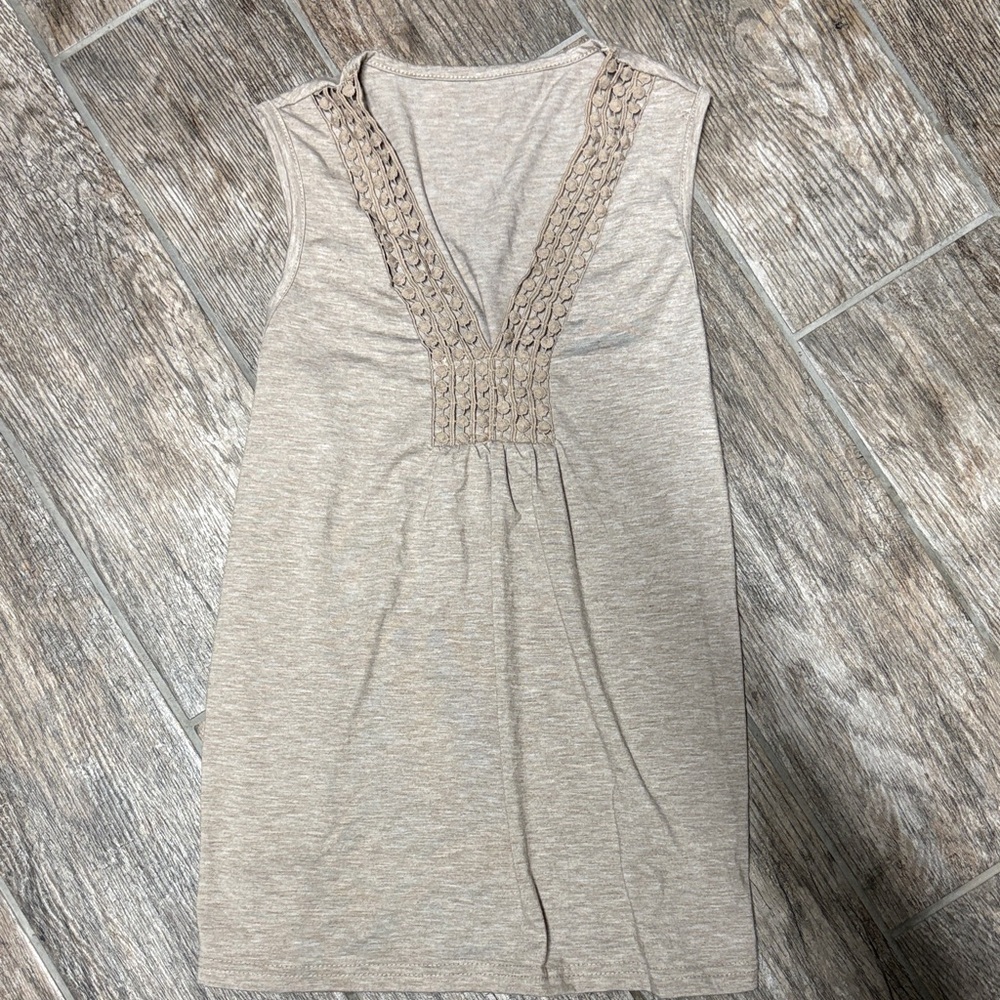 Tan Deep plunge knitted tank